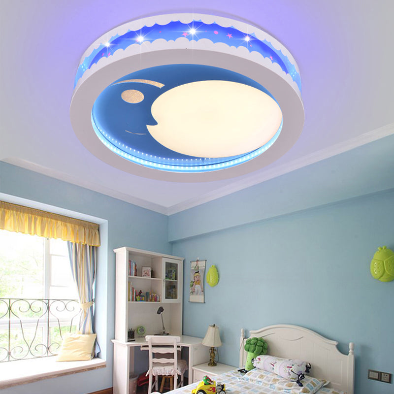 Circle Kid Bedroom Ceiling Light Fixture Acrylic Art Deco LED Flush Ceiling Lights Blue Clearhalo 'Ceiling Lights' 'Close To Ceiling Lights' 'Close to ceiling' 'Flush mount' Lighting' 192400