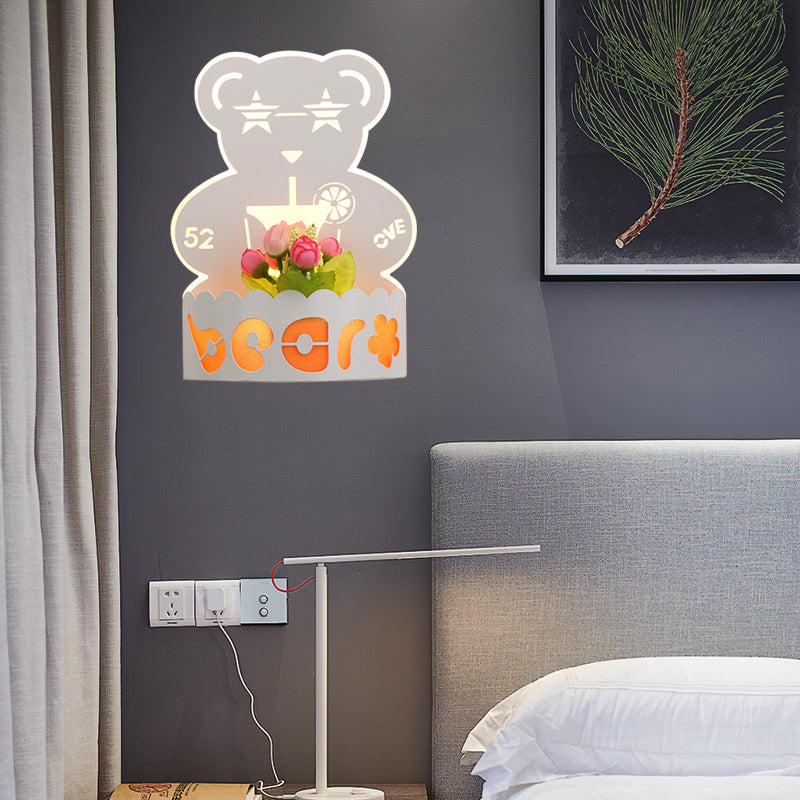 Cartoon Pattern Living Room Sconce Light Acrylic Decorative LED Wall Lamp in White Clearhalo 'Wall Lamps & Sconces' 'Wall Lights' Lighting' 192541