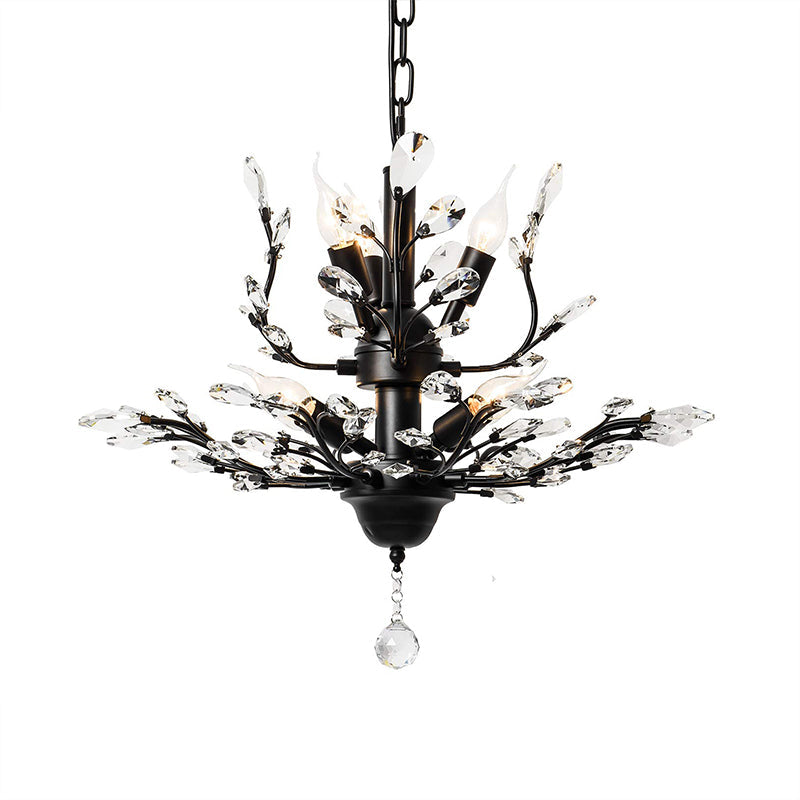 Candle Bare Bulb Metal Chandelier Crystal Teardrop Chandelier with Crystal Ball Final Clearhalo 'Ceiling Lights' 'Chandeliers' 'Modern Chandeliers' 'Modern' Lighting' 1926942