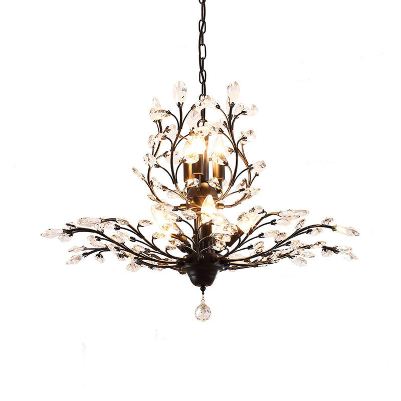 Candle Bare Bulb Metal Chandelier Crystal Teardrop Chandelier with Crystal Ball Final Clearhalo 'Ceiling Lights' 'Chandeliers' 'Modern Chandeliers' 'Modern' Lighting' 1926952