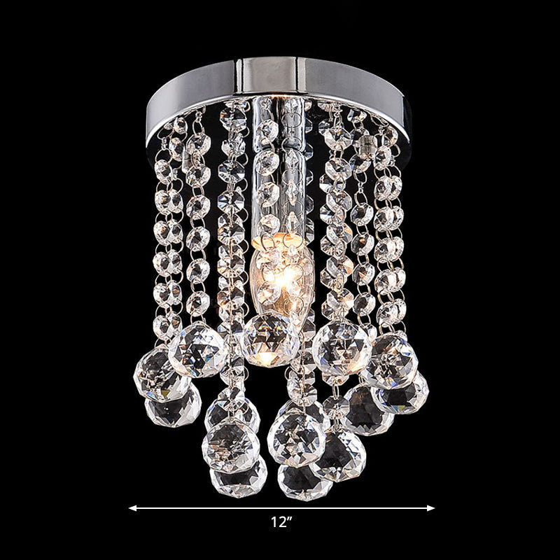 Round Crystal Balls Flush Mount Light Chrome Finish Flushmount Ceiling Light for Hallway Clearhalo 'Ceiling Lights' 'Close To Ceiling Lights' 'Close to ceiling' 'Flush mount' Lighting' 1926965