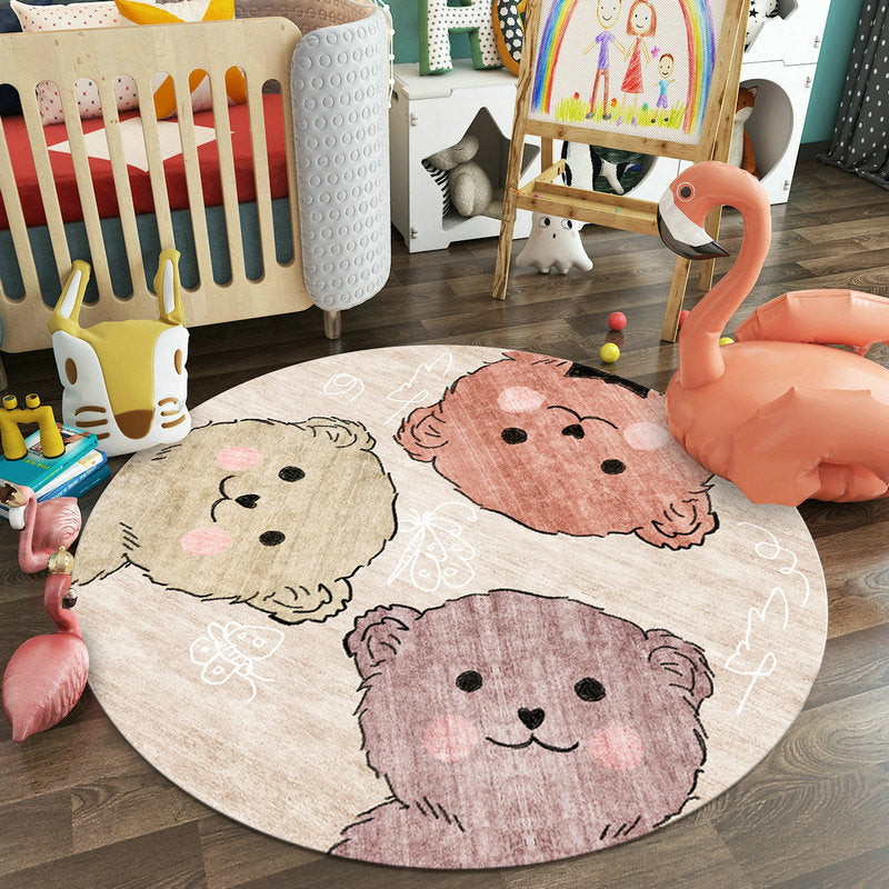 Pastel Colorful Animal Rug Synthetics Cartoon Area Carpet Non-Slip Backing Stain-Proof Rug for Kindergarten Brown Clearhalo 'Area Rug' 'Rug' 1927266