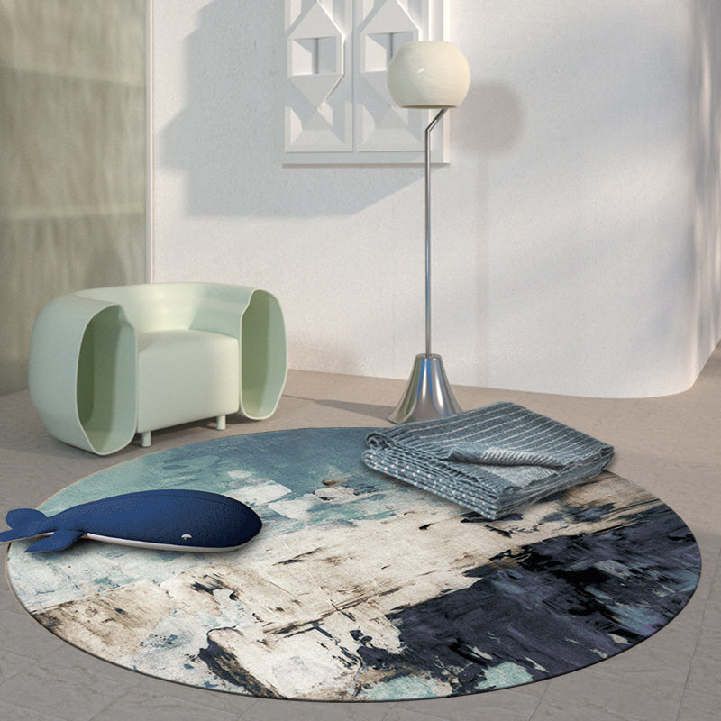 Dark Industrial Area Rug Synthetics Abstract Oil Painting Print Carpet Stain Resistant Rug for Home Decoration Blue Clearhalo 'Area Rug' 'Rug' 1927283