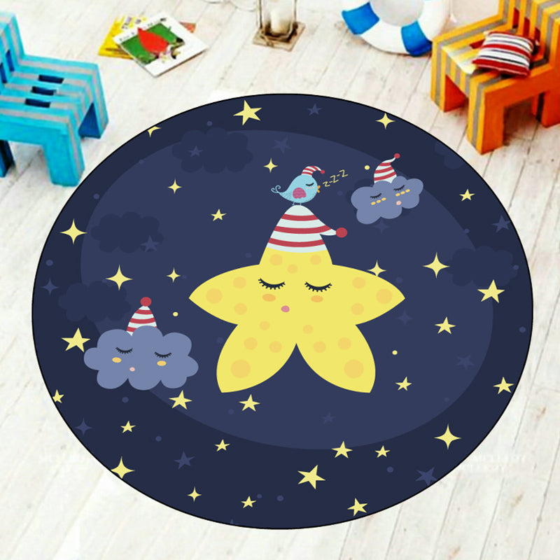 Multi Color Cartoon Rug Synthetics Universe Area Carpet Anti-Slip Easy Care Rug for Kids Bedroom Yellow Clearhalo 'Area Rug' 'Rug' 1927303