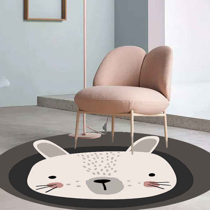 Dark Color Cartoon Area Rug Synthetics Animal Head Carpet Stain-Proof Non-Slip Rug for Nursery Clearhalo 'Area Rug' 'Rug' 1927530