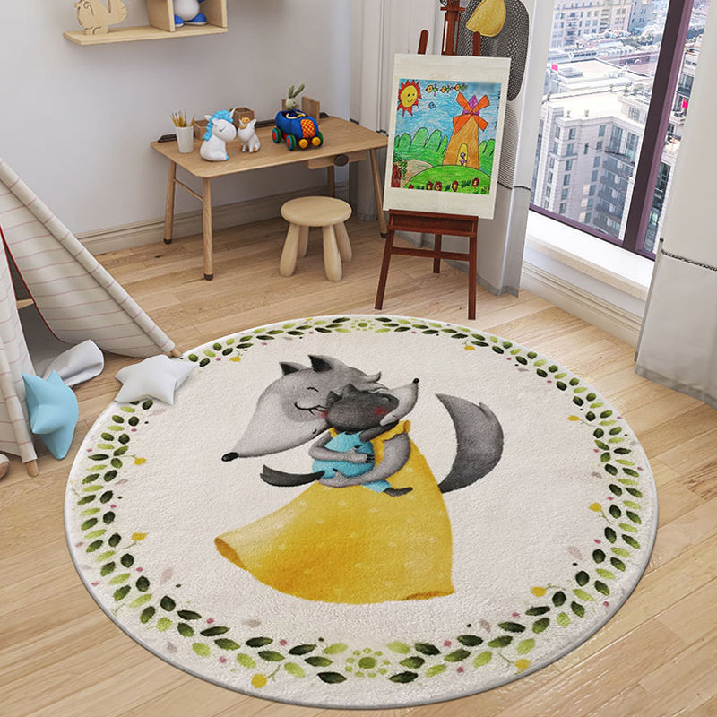 Cartoon Animal Indoor Rug Soft Color Polyester Rug Anti-Slip Backing Washable Carpet for Childrens Bedroom Yellow Clearhalo 'Area Rug' 'Rug' 1927535