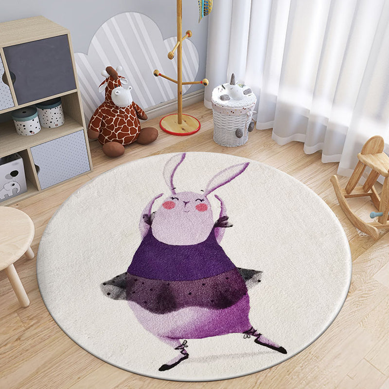Cartoon Animal Indoor Rug Soft Color Polyester Rug Anti-Slip Backing Washable Carpet for Childrens Bedroom Purple Clearhalo 'Area Rug' 'Rug' 1927543