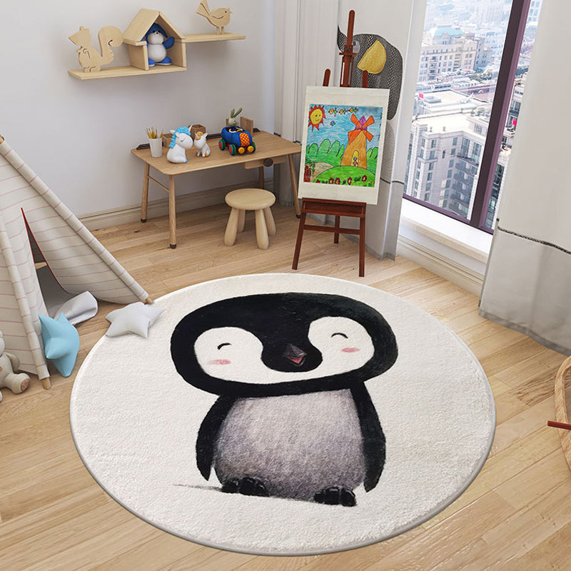 Cartoon Animal Indoor Rug Soft Color Polyester Rug Anti-Slip Backing Washable Carpet for Childrens Bedroom Black Clearhalo 'Area Rug' 'Rug' 1927544