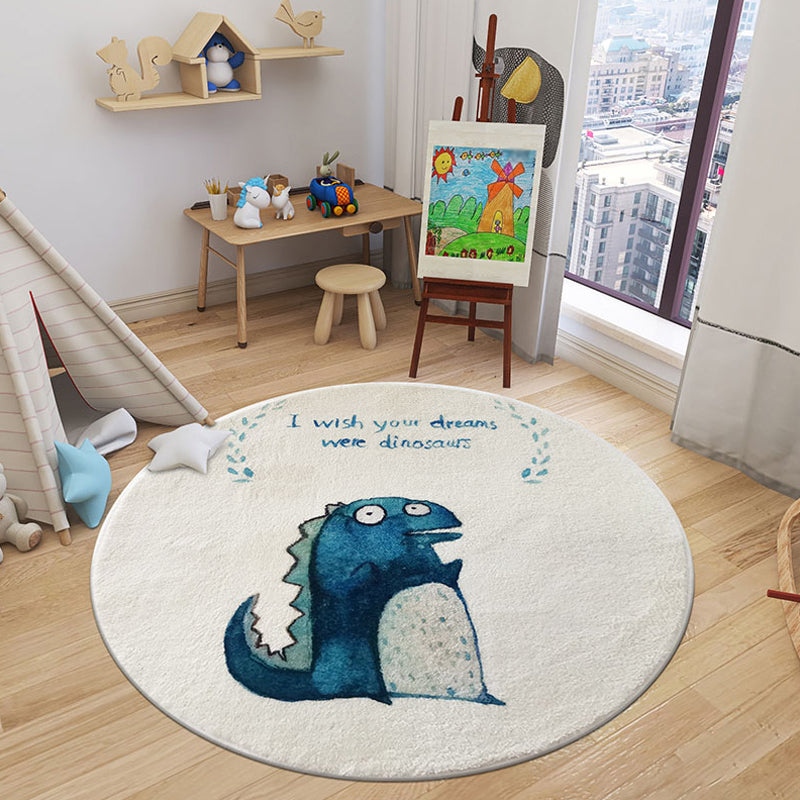 Cartoon Animal Indoor Rug Soft Color Polyester Rug Anti-Slip Backing Washable Carpet for Childrens Bedroom Blue Clearhalo 'Area Rug' 'Rug' 1927545