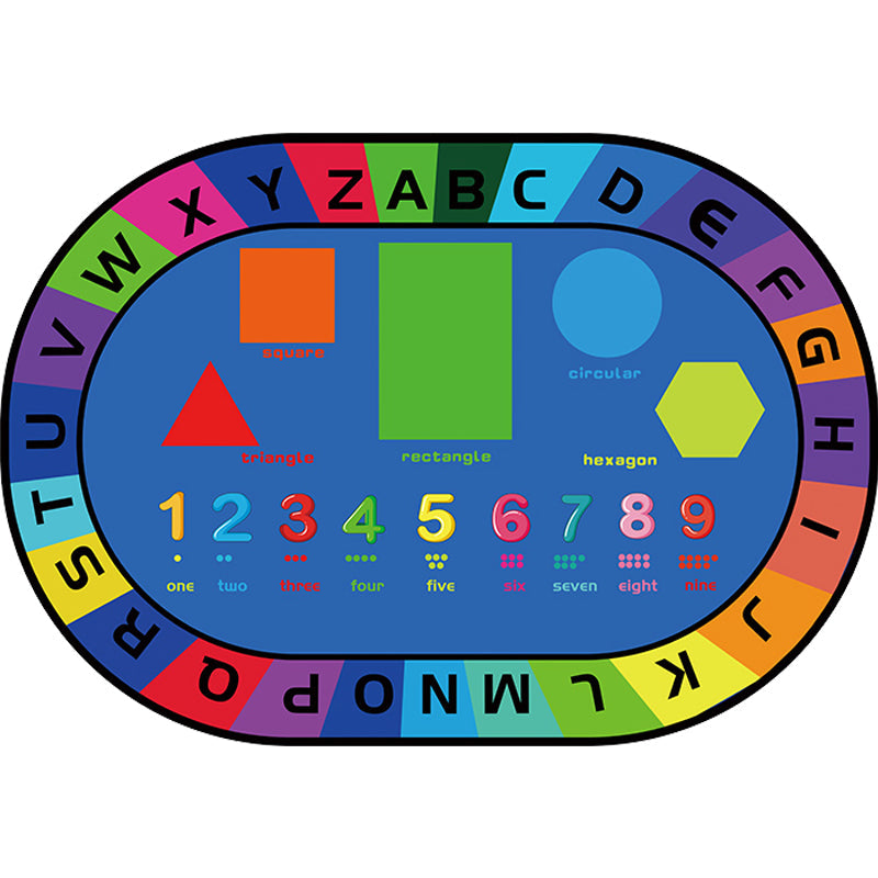 Multicolor Kids Room Rug Cartoon Alphabet Letters and Numbers Carpet Polyester Pet Friendly Rug Clearhalo 'Area Rug' 'Rug' 1927603