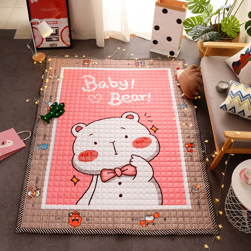 Lovely Cartoon Rug Bright Color Animal Indoor Rug Washable Anti-Slip Area Carpet for Nursery Dark Pink 4'11" x 6'7" Clearhalo 'Area Rug' 'Rug' 1927760