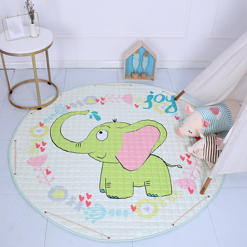 Cute Cartoon Indoor Rug Multicolor Animal Pattern Rug Washable Pet Friendly Anti-Slip Carpet for Nursery Fruit Green 4'11" x 4'11" Clearhalo 'Area Rug' 'Rug' 1927796