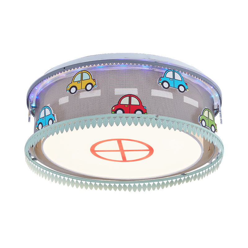 Drum Kid Bedroom Flush Mount Ceiling Fixture Acrylic Cartoon Ceiling Light Multi Color Clearhalo 'Ceiling Lights' 'Close To Ceiling Lights' 'Close to ceiling' 'Flush mount' Lighting' 192781