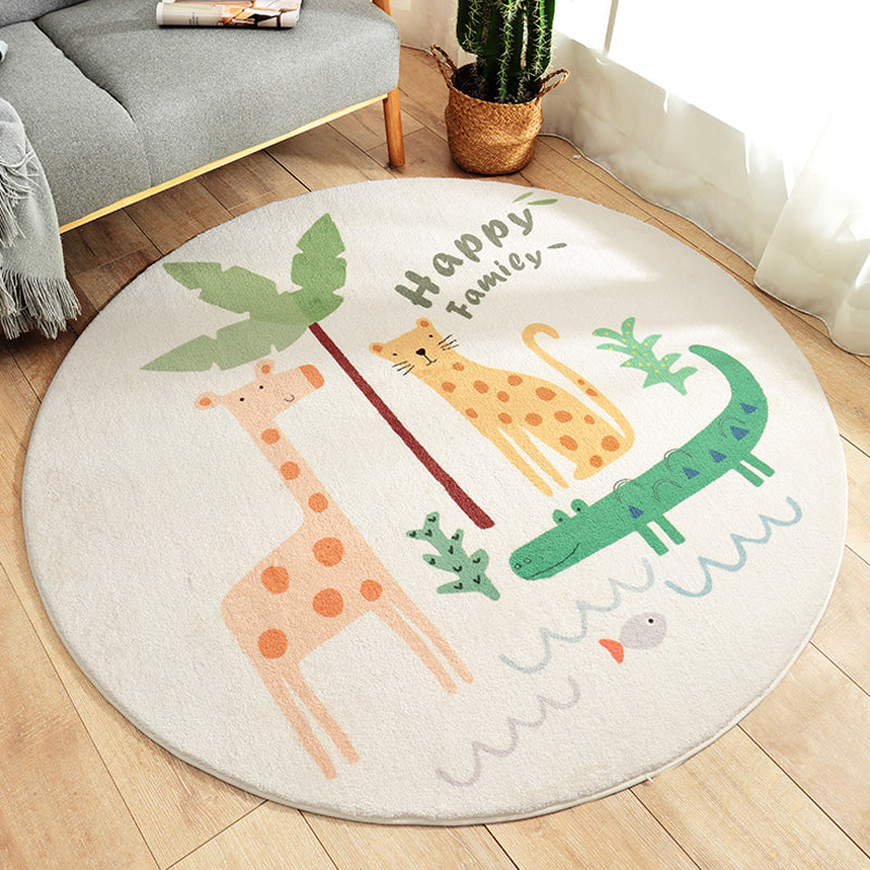 Lovely Kids Style Rug Soft Color Animal and Words Pattern Rug Pet Friendly Anti-Slip Carpet for Nursery Green Clearhalo 'Area Rug' 'Rug' 1927871