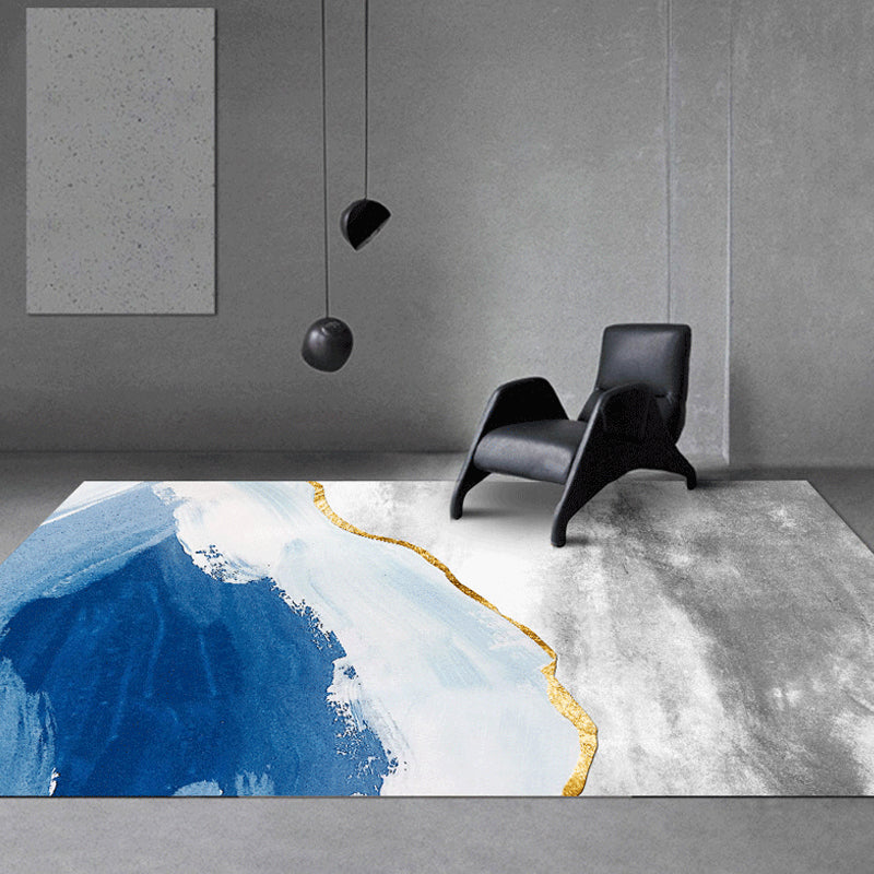 Industrial Abstract Patterned Rug Gradient Color Synthetics Carpet Stain Resistant Washable Non-Slip Rug for Home Dark Blue Clearhalo 'Area Rug' 'Rug' 1927923