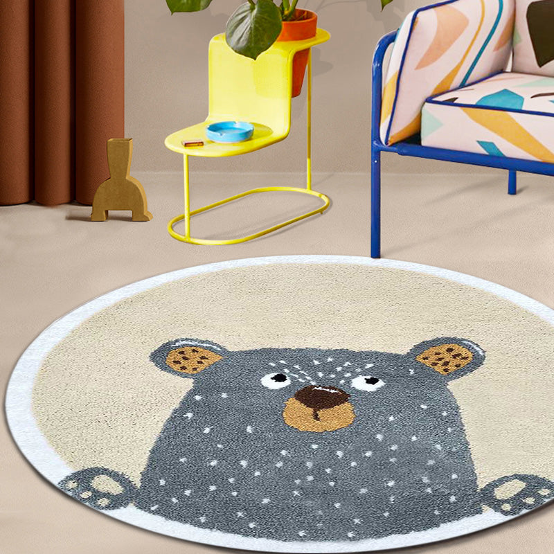 Light Color Baby Room Rug Cartoon Animal Area Carpet Polypropylene Pet Friendly Anti-Slip Rug Clearhalo 'Area Rug' 'Rug' 1931991