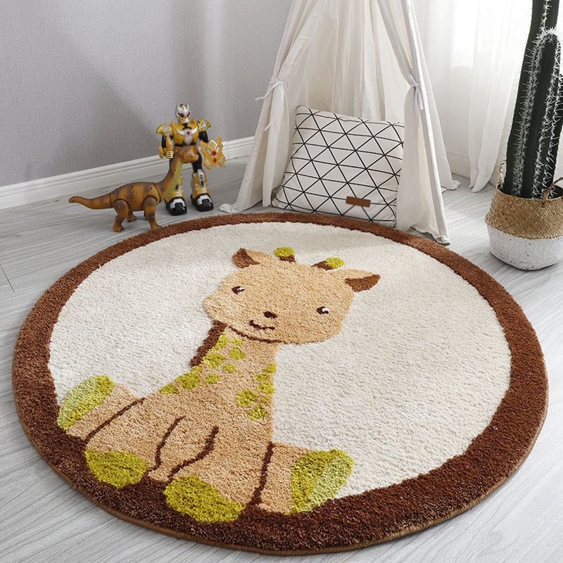 Light Color Baby Room Rug Cartoon Animal Area Carpet Polypropylene Pet Friendly Anti-Slip Rug Yellow Clearhalo 'Area Rug' 'Rug' 1931996