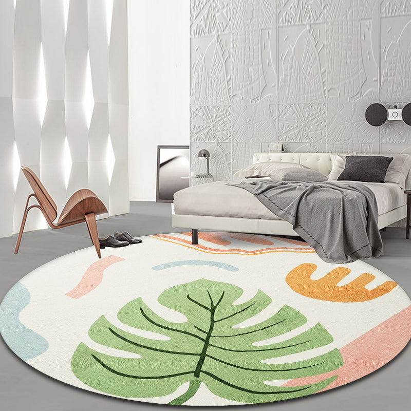 Green Tropical Rug Polyester Botanical Pattern Area Rug Washable Pet Friendly Anti-Slip Carpet for Study Green Clearhalo 'Area Rug' 'Rug' 1932082
