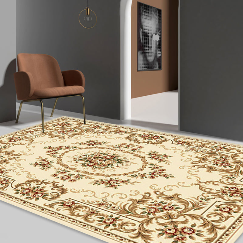 Classic Floral Pattern Rug Multicolor Retro Carpet Polyester Washable Pet Friendly Anti-Slip Backing Area Rug for Parlour Beige Clearhalo 'Area Rug' 'Rugs' 'Vintage' Rug' 1932223