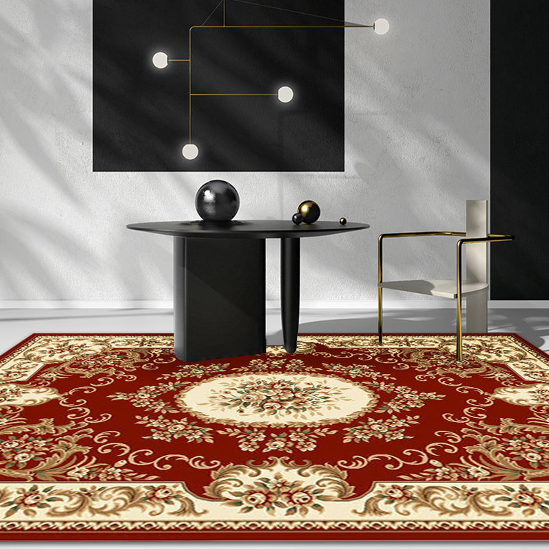 Classic Floral Pattern Rug Multicolor Retro Carpet Polyester Washable Pet Friendly Anti-Slip Backing Area Rug for Parlour Red Clearhalo 'Area Rug' 'Rugs' 'Vintage' Rug' 1932228