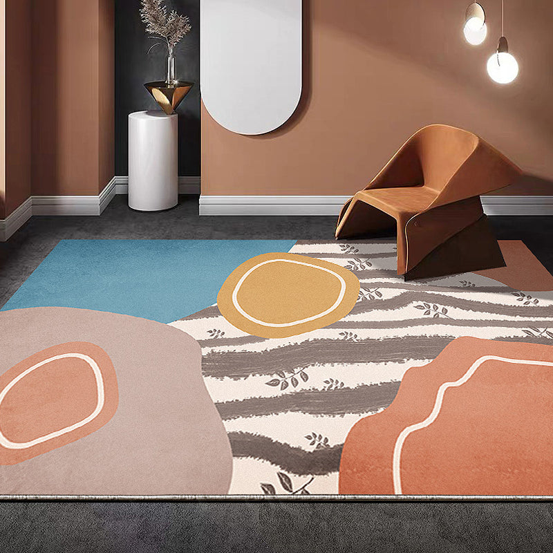 Multicolor Colorblock Rug Polyester Contemporary Indoor Rug Anti-Slip Backing Machine Washable Area Rug for Sitting Room Light Red Clearhalo 'Area Rug' 'Rug' 1932382