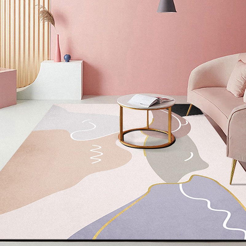 Pink Hall Rug Modernist Colorblock and Striped Pattern Carpet Polyester Pet Friendly Washable Non-Slip Backing Rug Purple Clearhalo 'Area Rug' 'Rug' 1932391