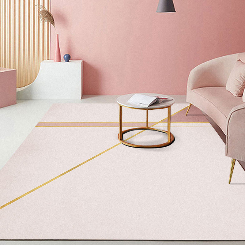 Pink Hall Rug Modernist Colorblock and Striped Pattern Carpet Polyester Pet Friendly Washable Non-Slip Backing Rug Peach Clearhalo 'Area Rug' 'Rug' 1932393