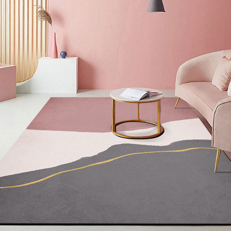 Minimalist Living Room Rug Multi-Color Colorblock Carpet Polyester Anti-Slip Backing Pet Friendly Washable Area Rug Grey Clearhalo 'Area Rug' 'Rug' 1932412