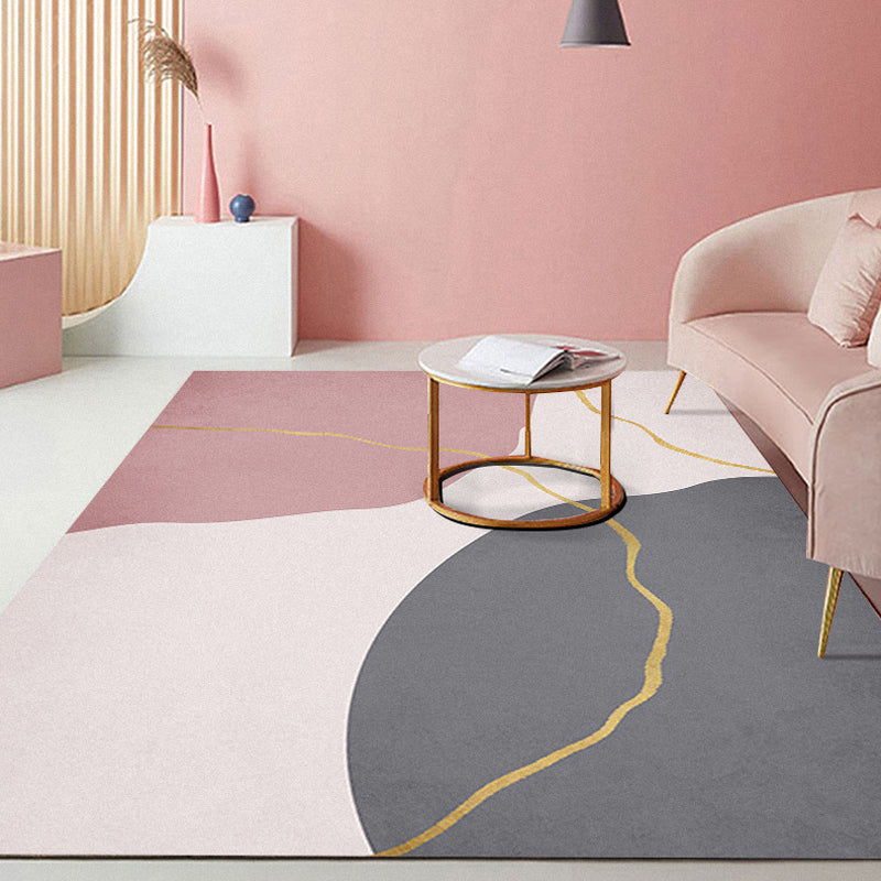 Minimalist Living Room Rug Multi-Color Colorblock Carpet Polyester Anti-Slip Backing Pet Friendly Washable Area Rug Dark Gray Clearhalo 'Area Rug' 'Rug' 1932413