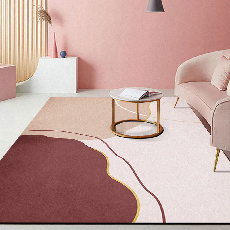 Minimalist Living Room Rug Multi-Color Colorblock Carpet Polyester Anti-Slip Backing Pet Friendly Washable Area Rug Red Clearhalo 'Area Rug' 'Rug' 1932415