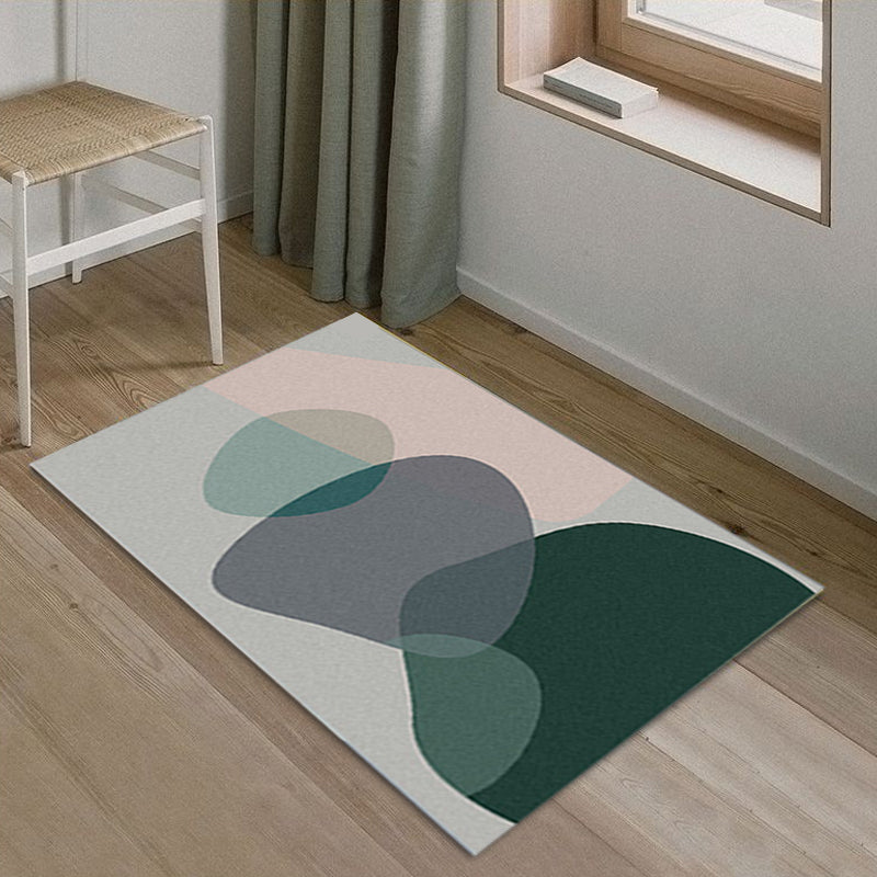 Funky Abstract Rug Multicolor Contemporary Indoor Rug Polyester Washable Pet Friendly Anti-Slip Backing Carpet for Bedroom Green Clearhalo 'Area Rug' 'Rug' 1932424