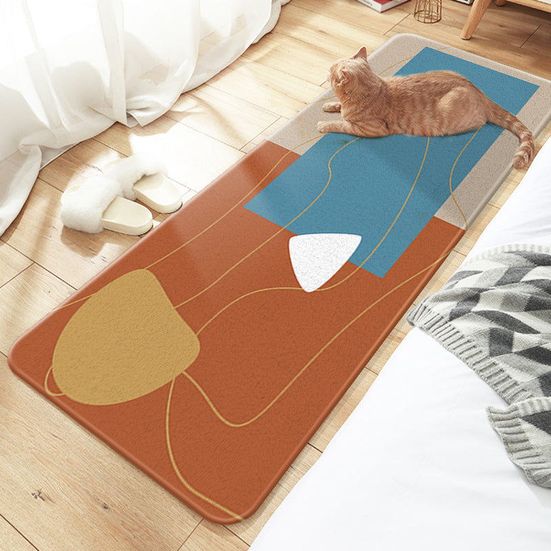 Casual Multi Colored Modernism Rug Polyester Swirl Striped Pattern Carpet Washable Pet Friendly Anti-Slip Carpet for Bedroom Crimson Clearhalo 'Area Rug' 'Rug' 1932497