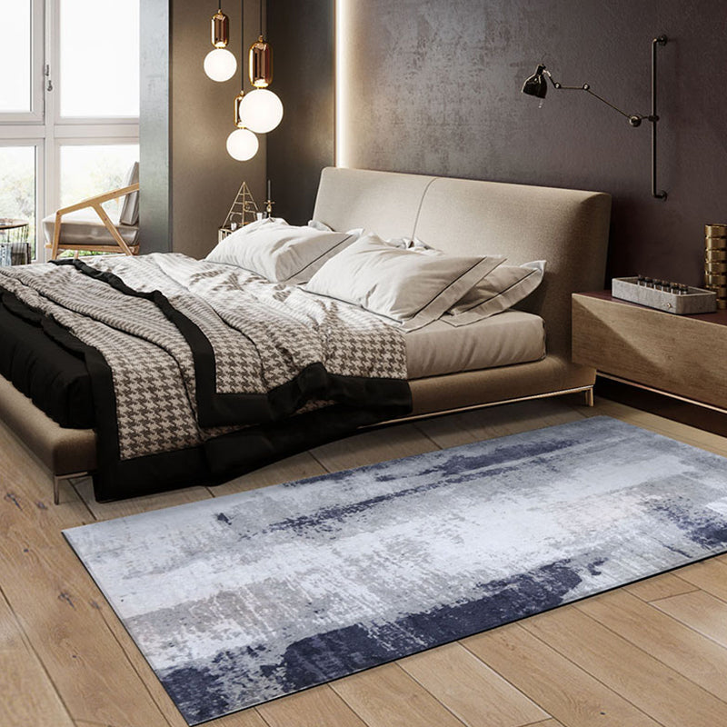 Dark Blue Industrial Style Rectangle Rug with Cement Pattern Pet Friendly Polyester Bedside Mat Dark Blue Clearhalo 'Area Rug' 'Rug' 1932653
