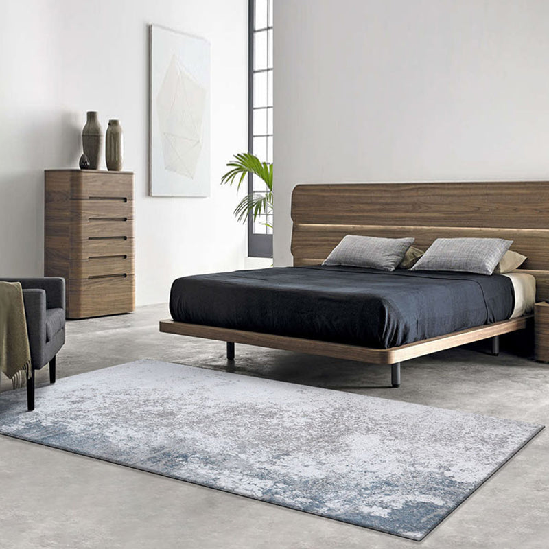 Rectangular Industrial Style Gray Polyester Pet Friendly Carpet Bedside Mat with Cement Pattern Grey Clearhalo 'Area Rug' 'Rug' 1932660