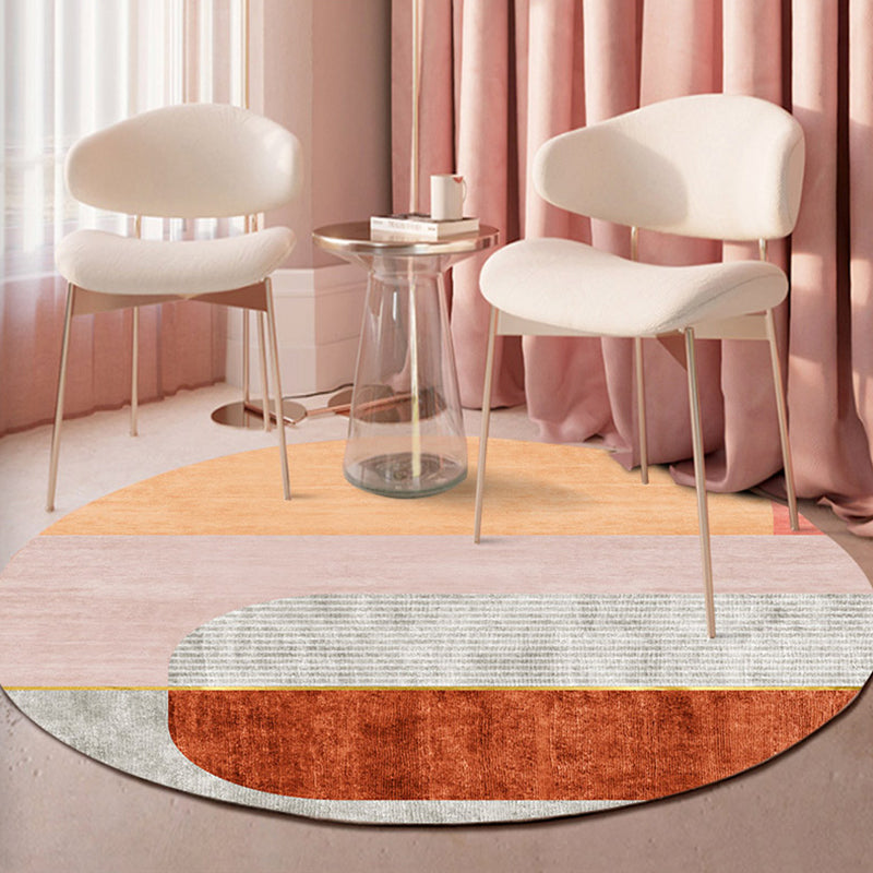 Indoor Round Rug Multicolor Polyester with Color Block Design Pet Friendly Novelty Style Area Rug Light Gray Clearhalo 'Area Rug' 'Rug' 1932710