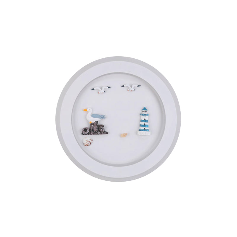 Nautical Stylish Circle Wall Light with Sea Acrylic LED Sconce Lamp in White for Child Bedroom Clearhalo 'Wall Lamps & Sconces' 'Wall Lights' Lighting' 193299