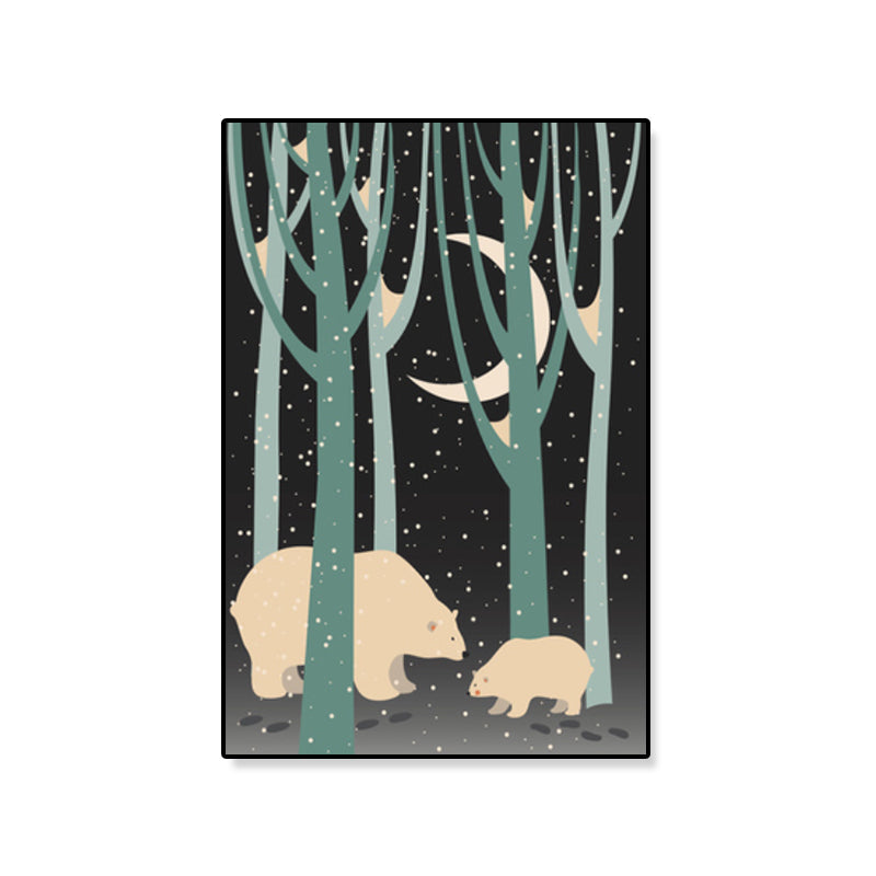 Animal Canvas Wall Art Cartoon Cute Illustrated Wild Life Wall Decor in Pastel Color Clearhalo 'Art Gallery' 'Canvas Art' 'Kids' Arts' 1933029