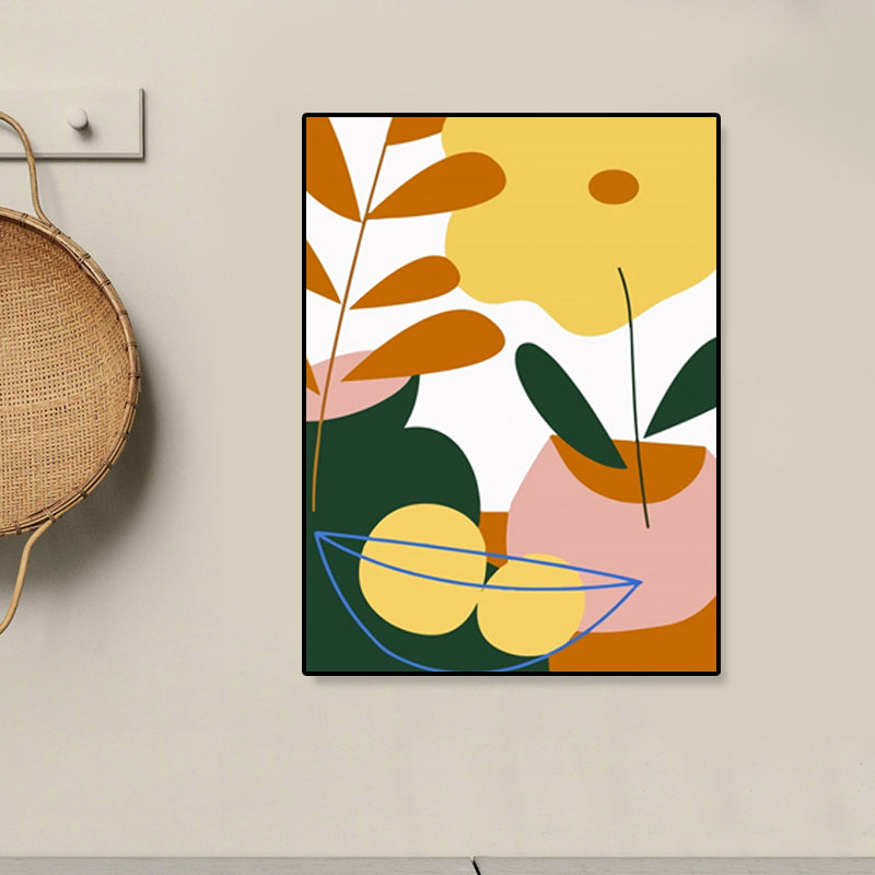Pastel Still Life Canvas Print Illustration Fruit and Tableware Modern Textured Wall Art Clearhalo 'Art Gallery' 'Canvas Art' 'Contemporary Art Gallery' 'Modern' Arts' 1933230