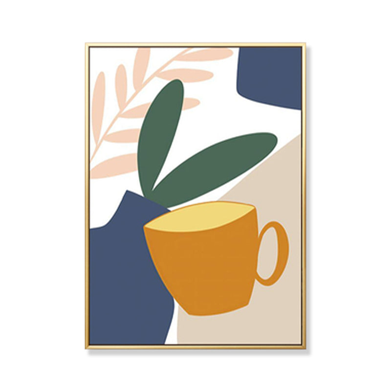 Pastel Still Life Canvas Print Illustration Fruit and Tableware Modern Textured Wall Art Clearhalo 'Art Gallery' 'Canvas Art' 'Contemporary Art Gallery' 'Modern' Arts' 1933238