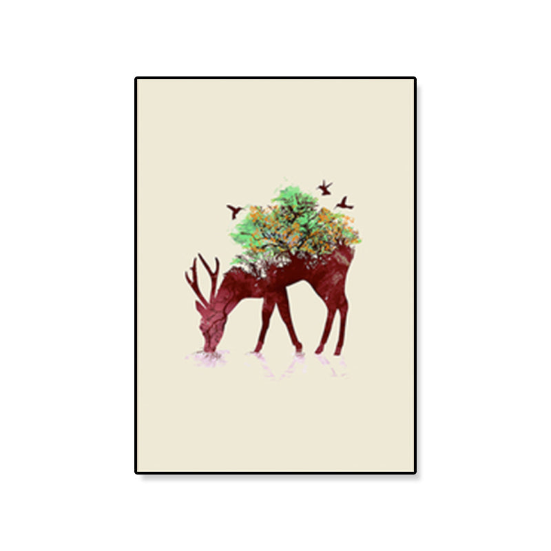 Drawing Print Animal Wall Art Decor Kids Style Textured Dining Room Canvas in Light Color Clearhalo 'Art Gallery' 'Canvas Art' 'Kids' Arts' 1933350