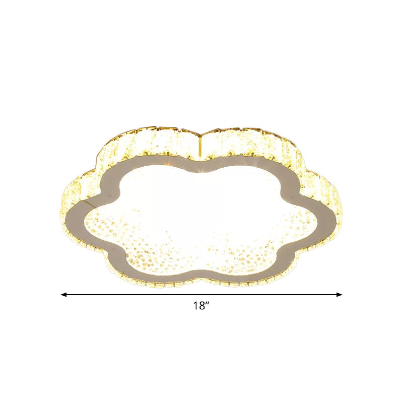 Modern Style Petal Flush Ceiling Light Clear Crystal LED Porch Lighting Fixture in Stainless-Steel Clearhalo 'Ceiling Lights' 'Close To Ceiling Lights' 'Close to ceiling' 'Flush mount' Lighting' 1933812