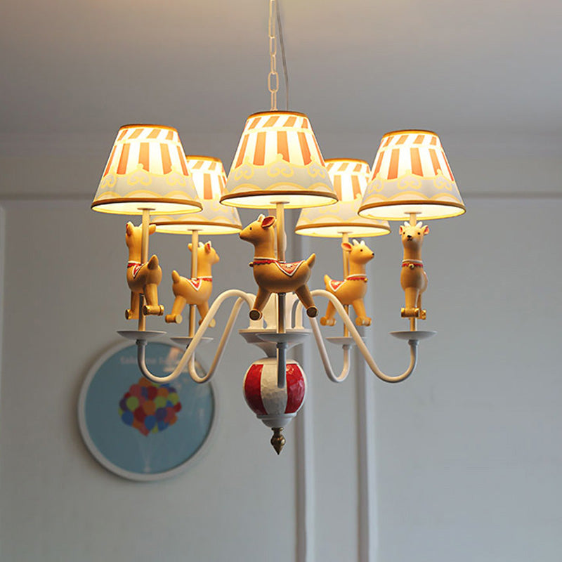 Cartoon Round-go-merry Chandelier Metal 5 Lights Hanging Light for Kindergarten Clearhalo 'Ceiling Lights' 'Chandeliers' Lighting' options 193392
