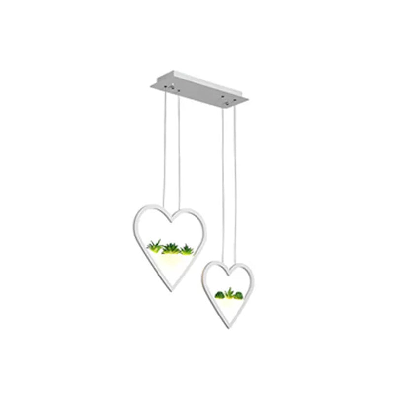 Loving Heart Metal Cluster Pendant Simple 2/3 Heads Dining Room LED Plant Ceiling Light in White Clearhalo 'Art Deco Pendants' 'Cast Iron' 'Ceiling Lights' 'Ceramic' 'Crystal' 'Industrial Pendants' 'Industrial' 'Metal' 'Middle Century Pendants' 'Pendant Lights' 'Pendants' 'Tiffany' Lighting' 1934171