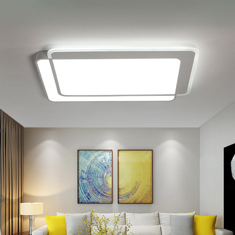 Square/Rectangular Flush Ceiling Light Minimal Acrylic White LED Flush-Mount Light Fixture in Warm/White/3 Color Light Clearhalo 'Ceiling Lights' 'Close To Ceiling Lights' 'Close to ceiling' 'Flush mount' Lighting' 1934800