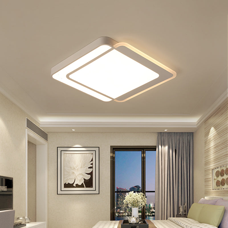 Square/Rectangular Flush Ceiling Light Minimal Acrylic White LED Flush-Mount Light Fixture in Warm/White/3 Color Light White Square Clearhalo 'Ceiling Lights' 'Close To Ceiling Lights' 'Close to ceiling' 'Flush mount' Lighting' 1934803