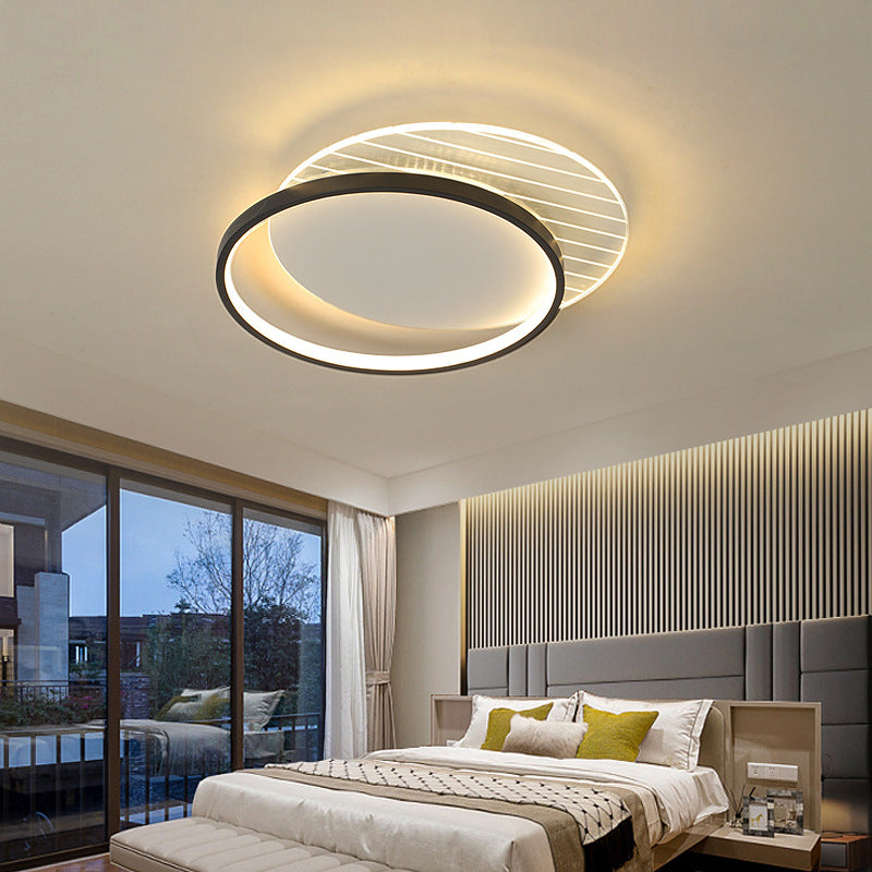 Black Dual-Square/Round Flushmount Modern LED Acrylic Close to Ceiling Light in Warm/White/3 Color Light Clearhalo 'Ceiling Lights' 'Close To Ceiling Lights' 'Close to ceiling' 'Flush mount' Lighting' 1934815