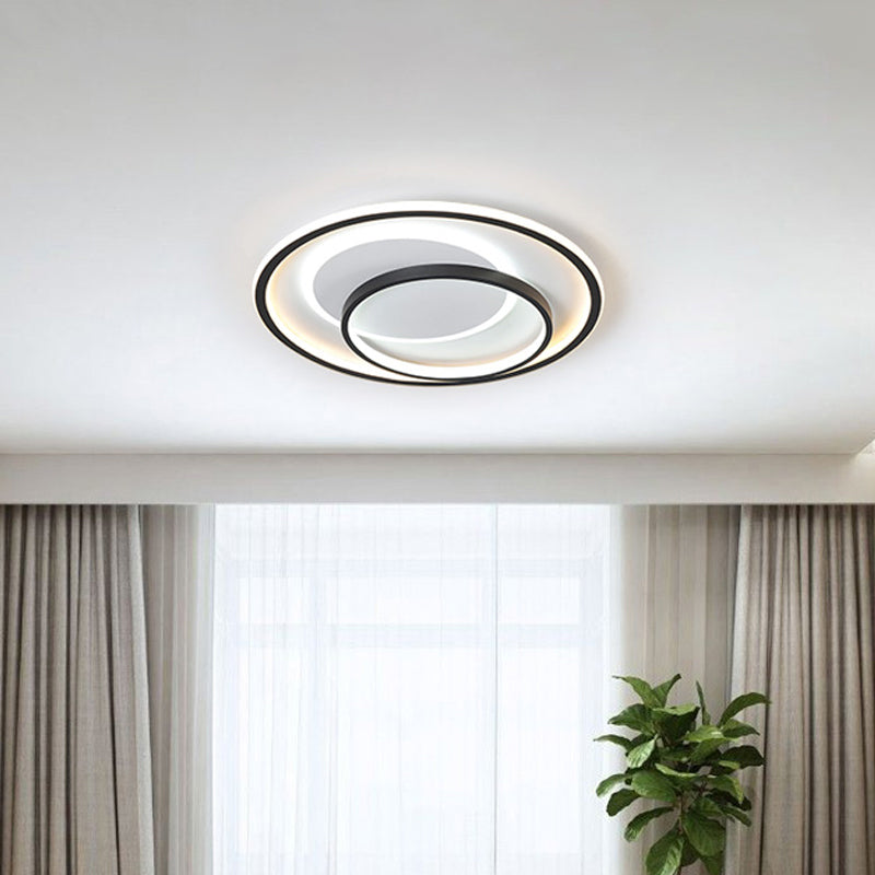 Novelty Minimalist LED Ceiling Lamp Black Triple-Round/Square/Rectangle Flush Mount Light with Acrylic Shade, Warm/White Light Clearhalo 'Ceiling Lights' 'Close To Ceiling Lights' 'Close to ceiling' 'Flush mount' Lighting' 1934829