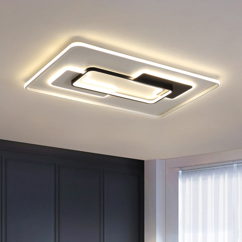 Black Super Thin Flush Mount Lighting Modern Acrylic Round/Square/Rectangle LED Ceiling Lamp in Warm/White Light Black Rectangle Clearhalo 'Ceiling Lights' 'Close To Ceiling Lights' 'Close to ceiling' 'Flush mount' Lighting' 1934842