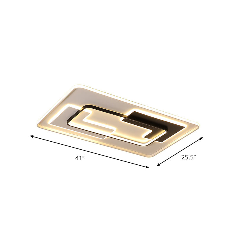 Black Super Thin Flush Mount Lighting Modern Acrylic Round/Square/Rectangle LED Ceiling Lamp in Warm/White Light Clearhalo 'Ceiling Lights' 'Close To Ceiling Lights' 'Close to ceiling' 'Flush mount' Lighting' 1934846