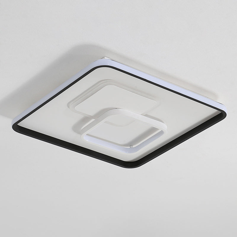 Round/Square/Rectangular LED Flush Light Modernism Aluminum Black Ceiling Mount Lighting in Warm/White Light for Bedroom Clearhalo 'Ceiling Lights' 'Close To Ceiling Lights' 'Close to ceiling' 'Flush mount' Lighting' 1934861